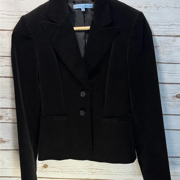 ANTONIO MELANI Jacket Blazer Classic Black Soft Corduroy Velvet Vintage Y2K - Picture 3 of 9